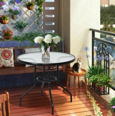 Patio Round Table Steel Frame Dining Table