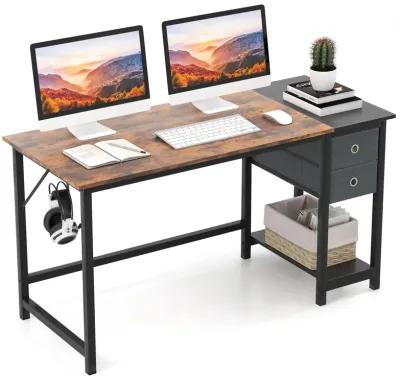 Home Office Desk with 2 Drawers Hanging Hook