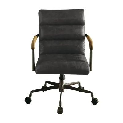 Harith Office Chair In Antique Slate Top Grain Leather