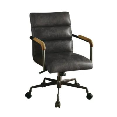 Harith Office Chair In Antique Slate Top Grain Leather