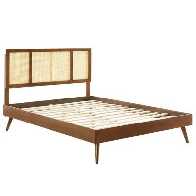 Modway - Kelsea Cane and Wood King Platform Bed with Splayed Legs