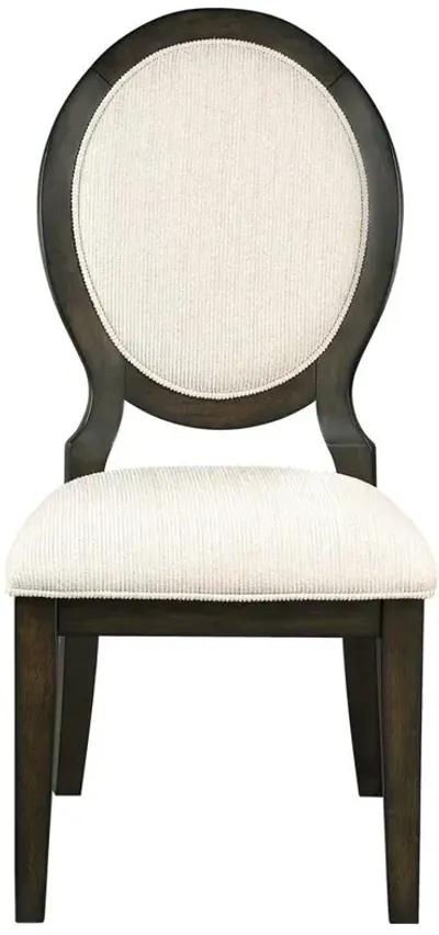 Twyla Upholstered Oval Back Dining Side Chairs Cream and Dark Cocoa (Set of 2)