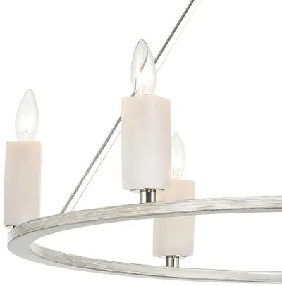 White Stone 30" wide 6 light Chandelier