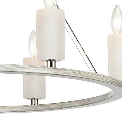 White Stone 30" wide 6 light Chandelier