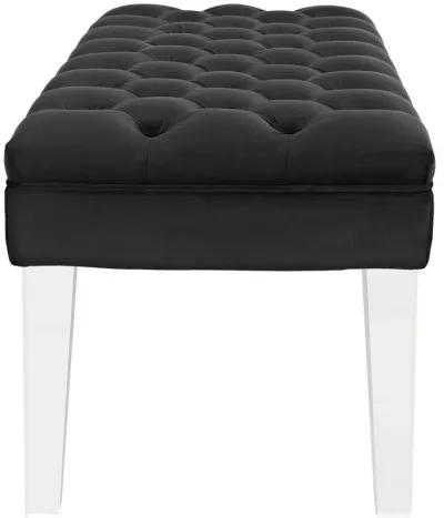 Valet Velvet Bench, Black-Benzara