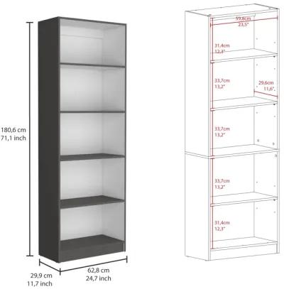 Home 4 Shelves Bookcase with Multi-Tiered Storage -Matt Gray / White