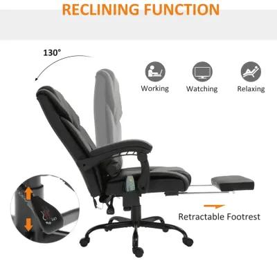 Vinsetto High Back Vibration Massage Office Chair with 6 Points, Hight Adjustable Computer Desk Chair, Reclining Office Chair with Retractable Footrest and Remote, Black