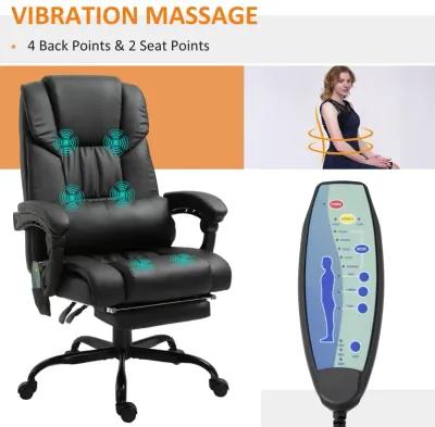 Vinsetto High Back Vibration Massage Office Chair with 6 Points, Hight Adjustable Computer Desk Chair, Reclining Office Chair with Retractable Footrest and Remote, Black