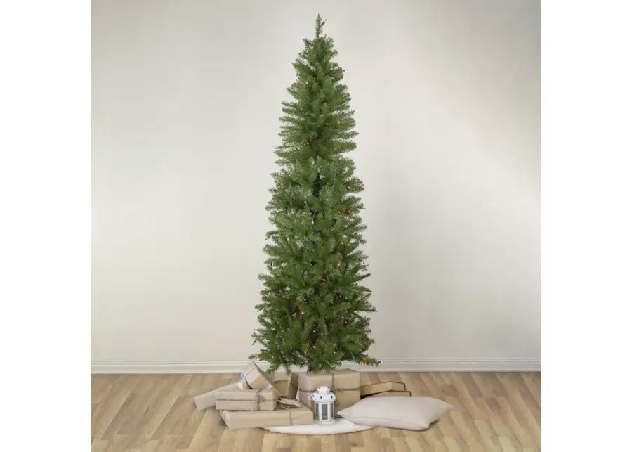 6.5' Pre-Lit Silver Lake Fir Pencil Artificial Christmas Tree  Multi Lights