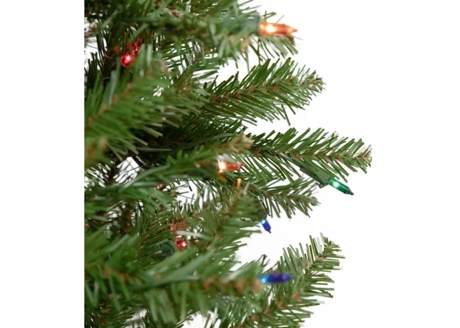 6.5' Pre-Lit Silver Lake Fir Pencil Artificial Christmas Tree  Multi Lights