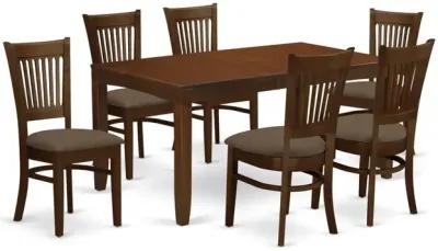 East West Furniture LYVA7-ESP-C 7 Pc Dining Table with a 12 Leaf and 6 Cushion Kitchen Chairs