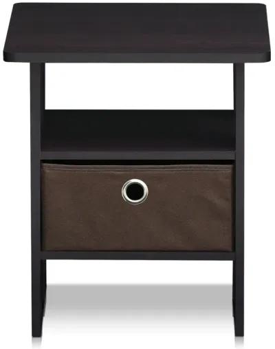 Furinno Andrey End Table / Side Table / Night Stand / Bedside Table with Bin Drawer, Dark Walnut, 1-Pack, Center Bin