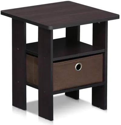 Furinno Andrey End Table / Side Table / Night Stand / Bedside Table with Bin Drawer, Dark Walnut, 1-Pack, Center Bin