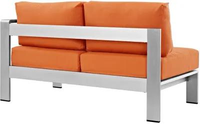 Silver Orange Shore Outdoor Patio Aluminum Right-Arm Loveseat