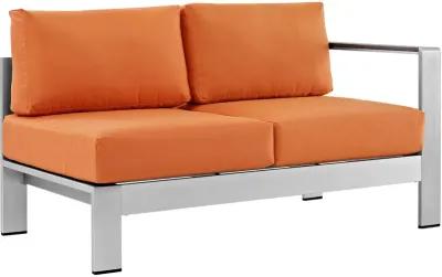 Silver Orange Shore Outdoor Patio Aluminum Right-Arm Loveseat