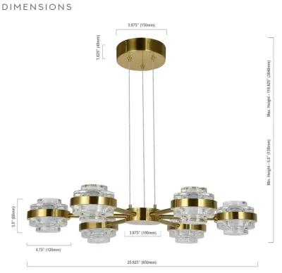 VONN Lighting 6-Light Height Adjustable Pendant Lighting Integrated LED Chandelier