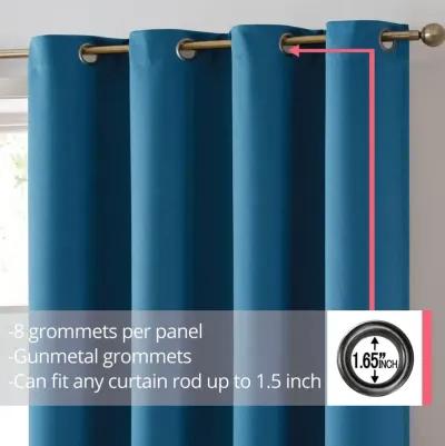 THD Lawrence 100% Full Complete Blackout Heavy Thermal Insulated Energy Saving Heat/Cold Blocking Grommet Curtain Drapery Panels for Bedroom & Living Room - Set of 2