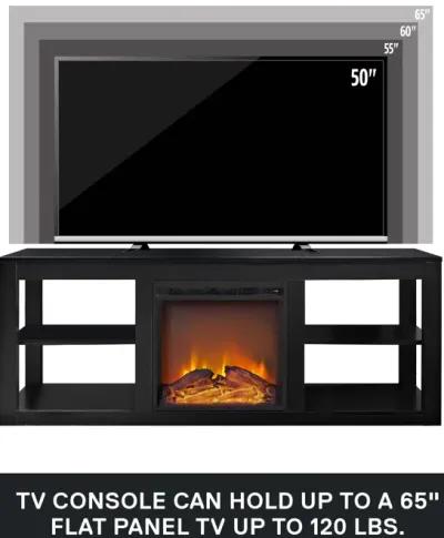 Ameriwood Home Parsons Electric Fireplace Space Heater TV Stand for TVs up to 65"