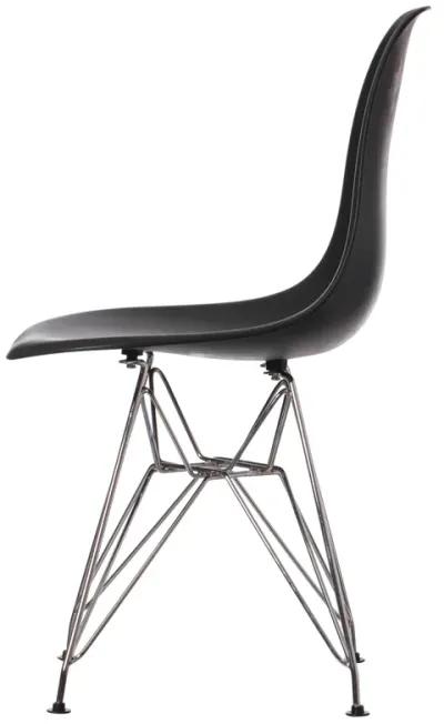 Mid-Century Modern Style Plastic DSW Shell Dining Chair with Metal Legs, Black