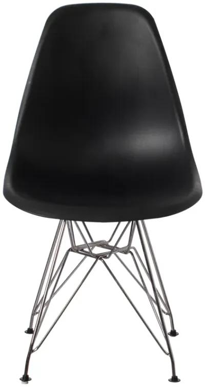 Mid-Century Modern Style Plastic DSW Shell Dining Chair with Metal Legs, Black