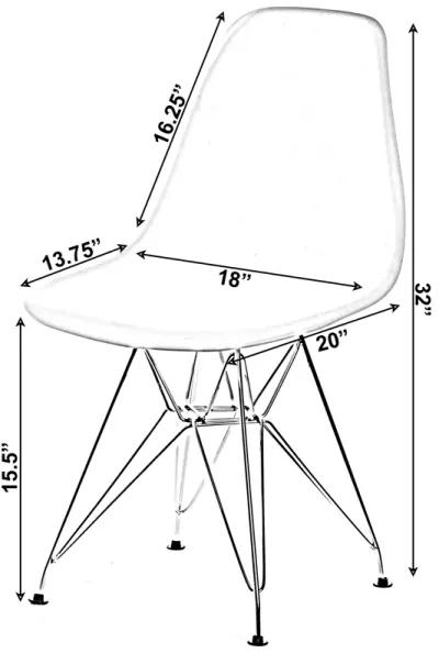Mid-Century Modern Style Plastic DSW Shell Dining Chair with Metal Legs, Black