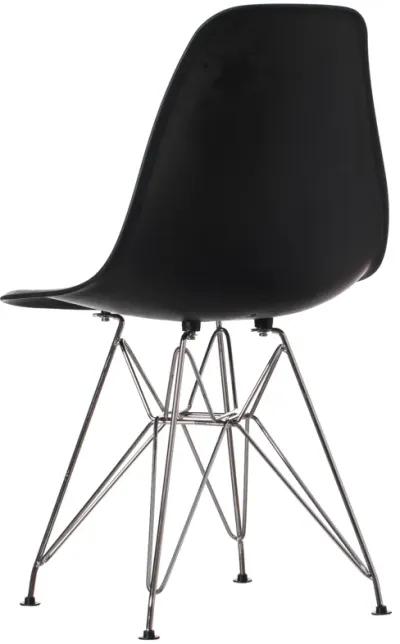 Mid-Century Modern Style Plastic DSW Shell Dining Chair with Metal Legs, Black