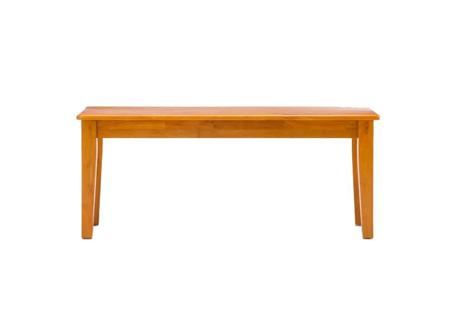 Nova 44 Inch Dining Bench, Tapered Legs, Oak Brown Wood-Benzara