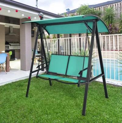 2 Person Patio Swing with Weather Resistant Glider and Adjustable Canopy