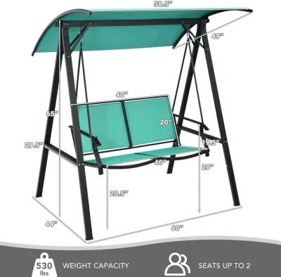 2 Person Patio Swing with Weather Resistant Glider and Adjustable Canopy