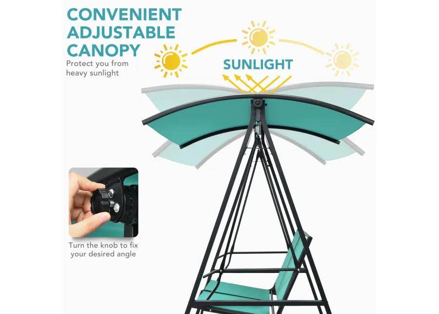 2 Person Patio Swing with Weather Resistant Glider and Adjustable Canopy