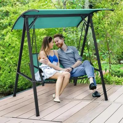 2 Person Patio Swing with Weather Resistant Glider and Adjustable Canopy