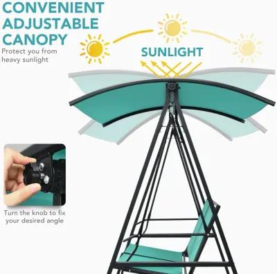 2 Person Patio Swing with Weather Resistant Glider and Adjustable Canopy