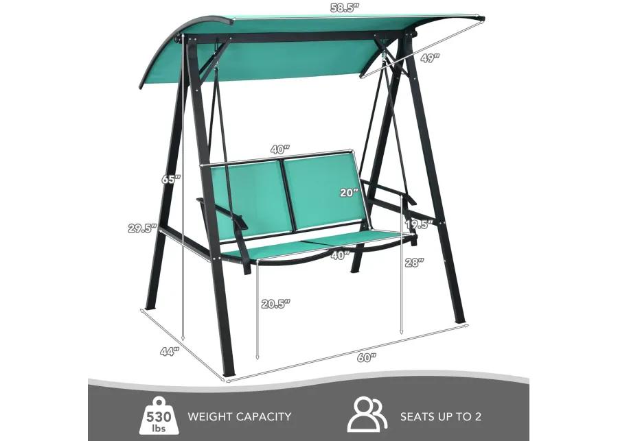 2 Person Patio Swing with Weather Resistant Glider and Adjustable Canopy