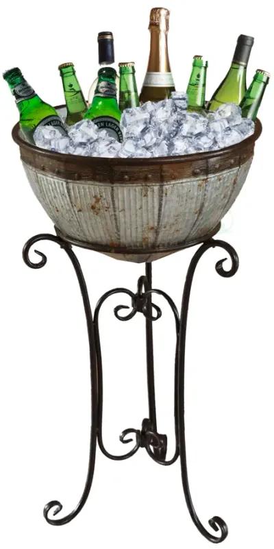 Galvanized Metal Beverage Cooler Tub with Stand