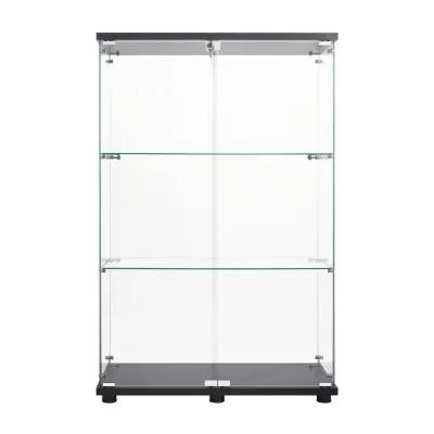 Two Door Glass Cabinet Glass Display Cabinet With 3 Shelves