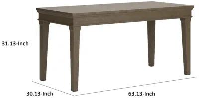 63 Inch Home Office Desk, Acacia Wood Top, Wire Brushed Weathered Gray-Benzara