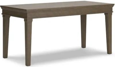 63 Inch Home Office Desk, Acacia Wood Top, Wire Brushed Weathered Gray-Benzara