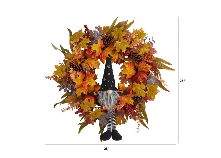 HomPlanti 28" Harvest Fall Gmone Artificial Autumn Wreath