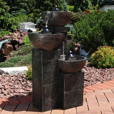 Sunnydaze 3-Tier Polyresin Burning Bowls Fire and Water Fountain - 34 in