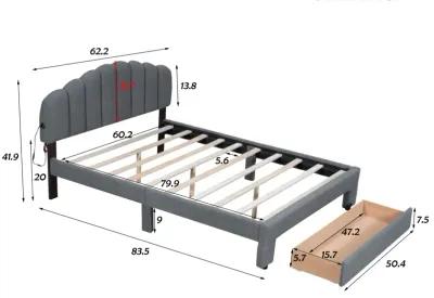 Merax Teddy Fleece  Platform Bed with Drawer