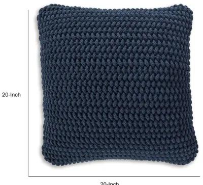 Ako Accent Pillow Set of 4, 20 Inch Square, Handwoven Navy Blue Cotton -