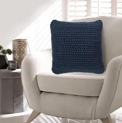 Ako Accent Pillow Set of 4, 20 Inch Square, Handwoven Navy Blue Cotton -