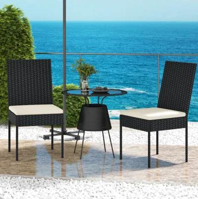 PE Wicker Patio Chairs Set of 2 with Cushions for Porch Deck Garden and Backyard-2 Pieces