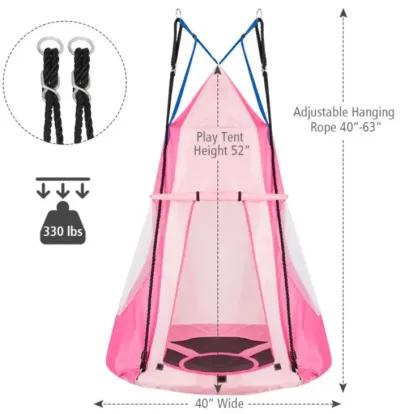 Hivvago 2-in-1 40 Inch Kids Hanging Chair Detachable Swing Tent