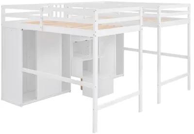 Merax Double Loft Beds with Wardrobes and Staircase