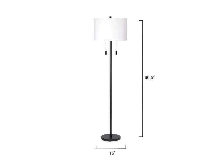 Lincoln 2-Light Black Metal Floor Lamp