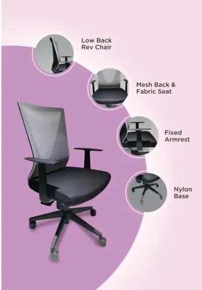 Nicolas Swivel Adjustable Height Fixed Armrest Office Chair Black Wengue And Smokey Oak