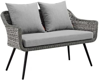 Modway - Endeavor 2 Piece Outdoor Patio Wicker Rattan Loveseat and Armchair Set Gray