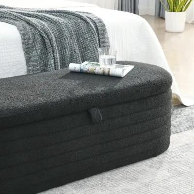 Length 45.5 Inchesstorage Ottoman Bench Upholstered Fabric Storage Bench End Of Bed Stool