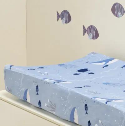 Lambs & Ivy Bubbles and Squirt Underwater Whale/Fish Soft Changing Pad Cover